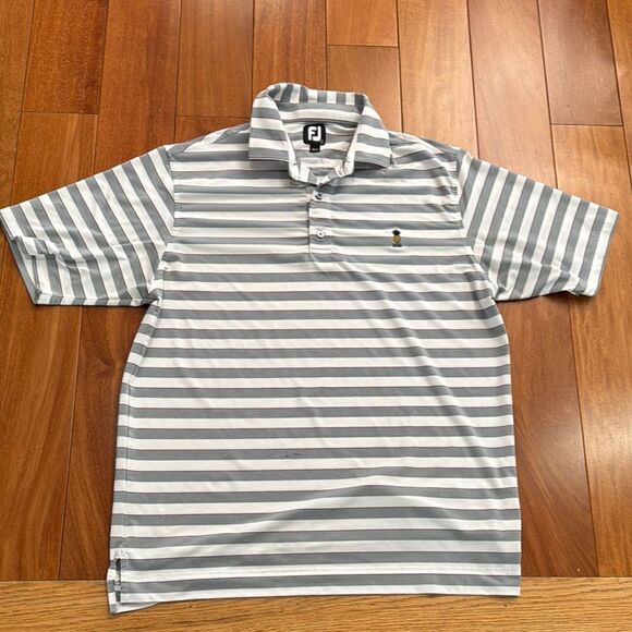 FootJoy Men's Gray Striped Polo Golf Shirt size L - Picture 2 of 9